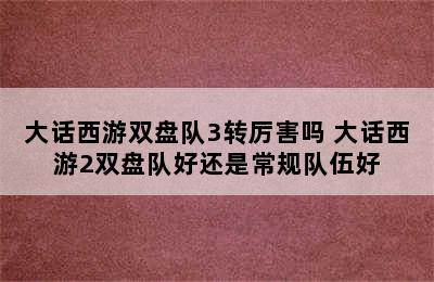 大话西游双盘队3转厉害吗 大话西游2双盘队好还是常规队伍好